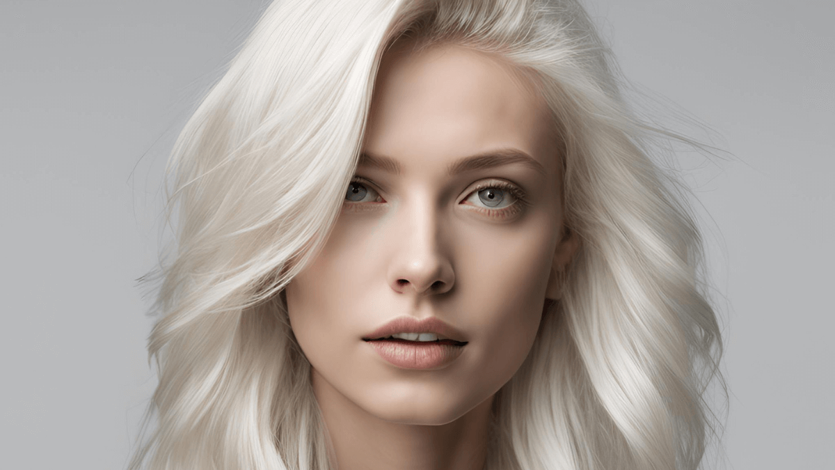 Imagen de una mujer con cabello rubio platino.