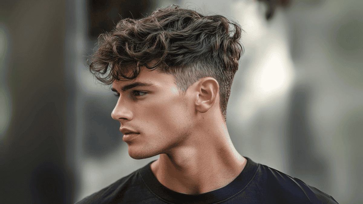Corte pompadour rizado.