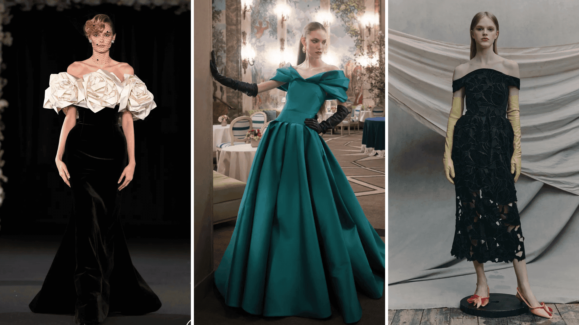 Escote Bardot para eventos formales.