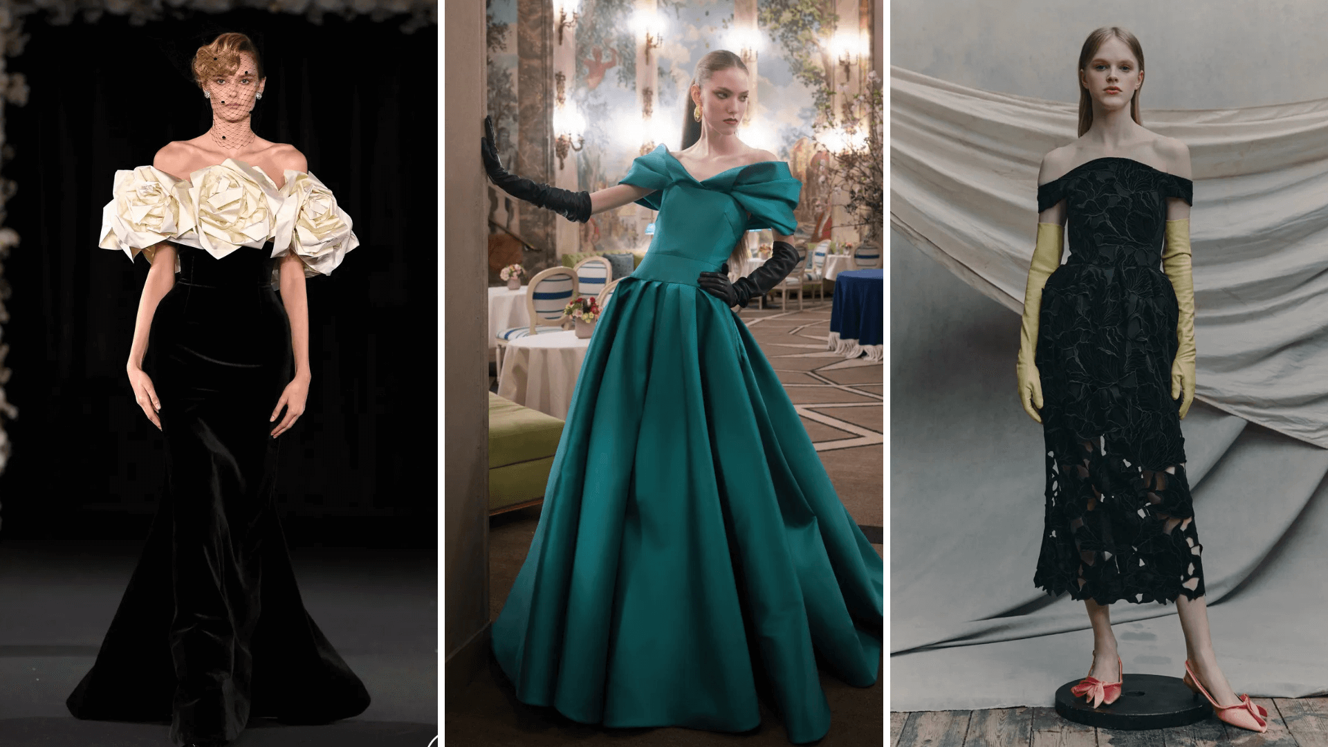 Escote Bardot para eventos formales.