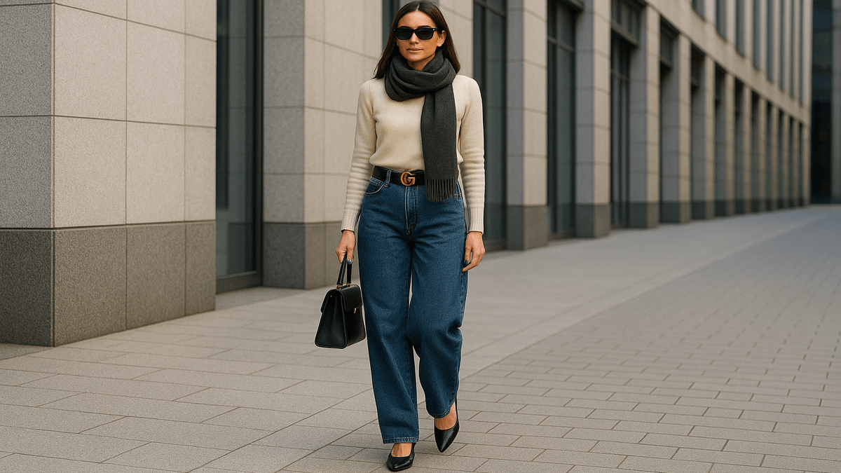 Combinación con jeans baggy.