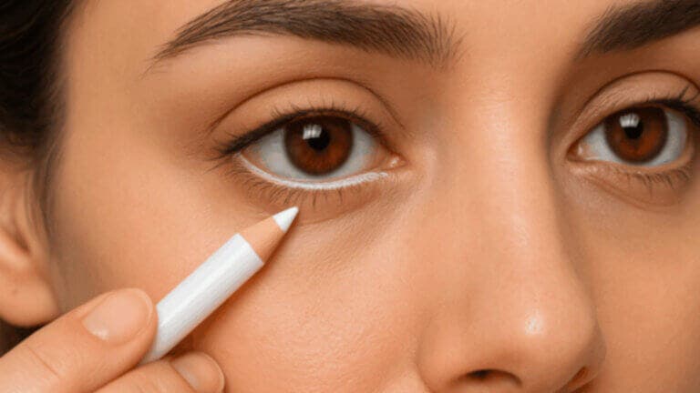 Truco con delineador blanco para ojos pequeños o cansados