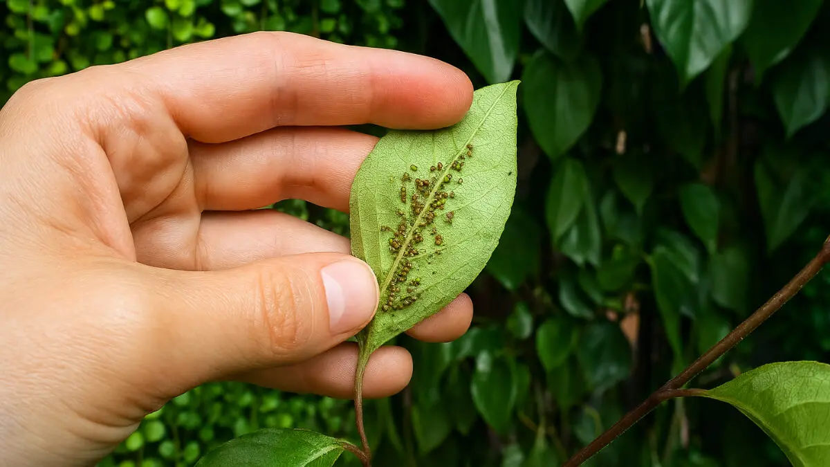 Planta infectada con plagas.