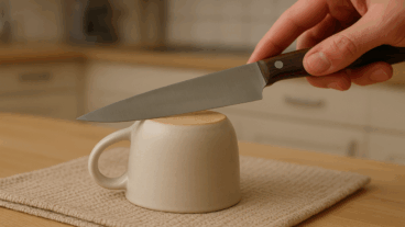 ¿Tu cuchillo ya no corta? Prueba el truco de la taza y recupera su filo