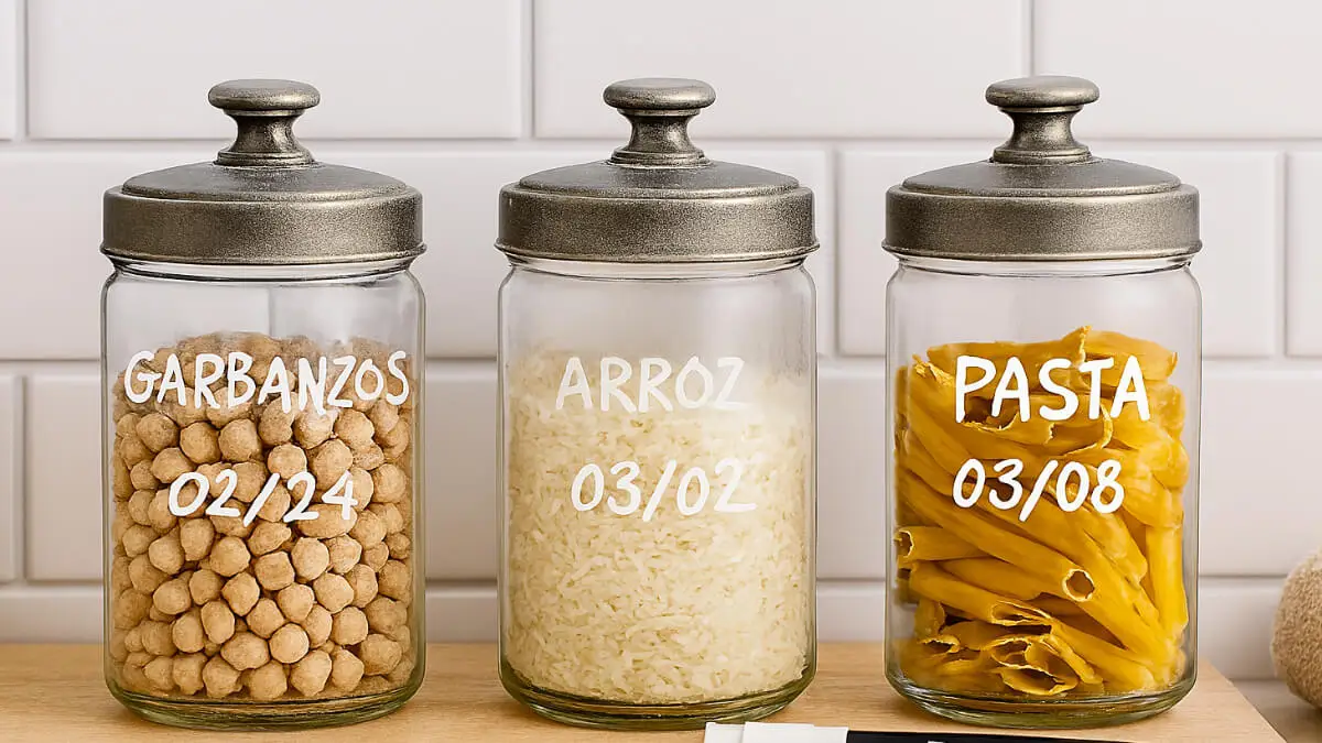 Alimentos a granel guardados en frascos.
