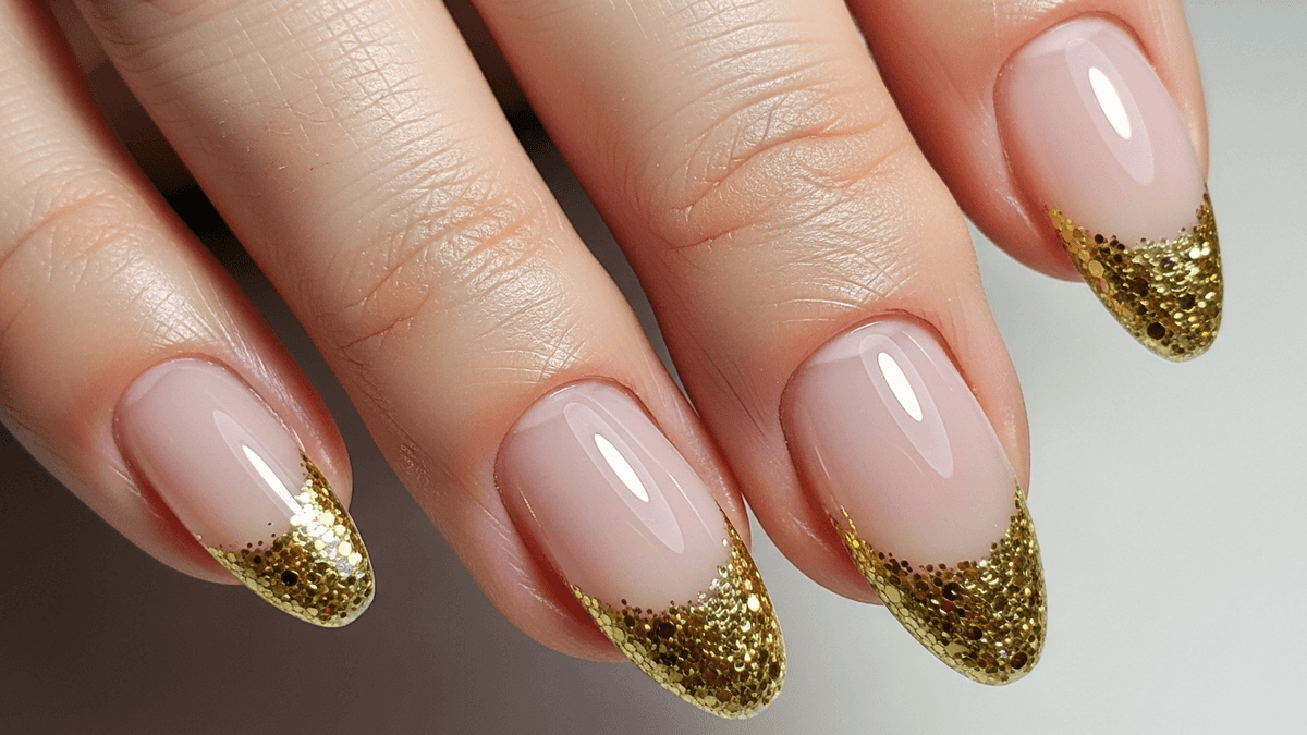 Francesas navideñas con glitter dorado.