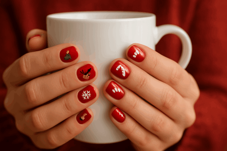 5 estilos de manicura navideña para uñas cortas que te encantarán
