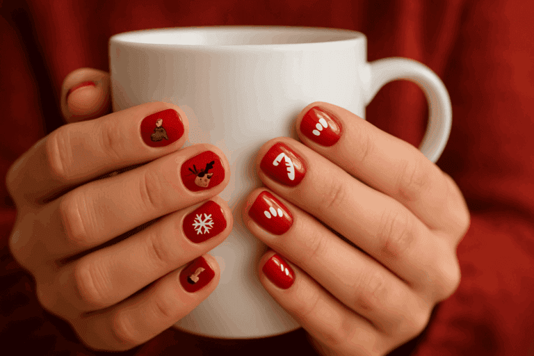 5 estilos de manicura navideña para uñas cortas que te encantarán