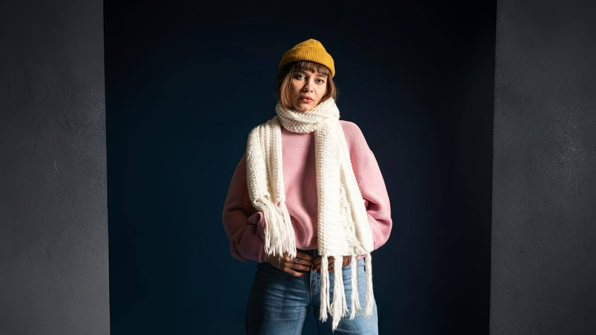 Bufanda con caída asimétrica