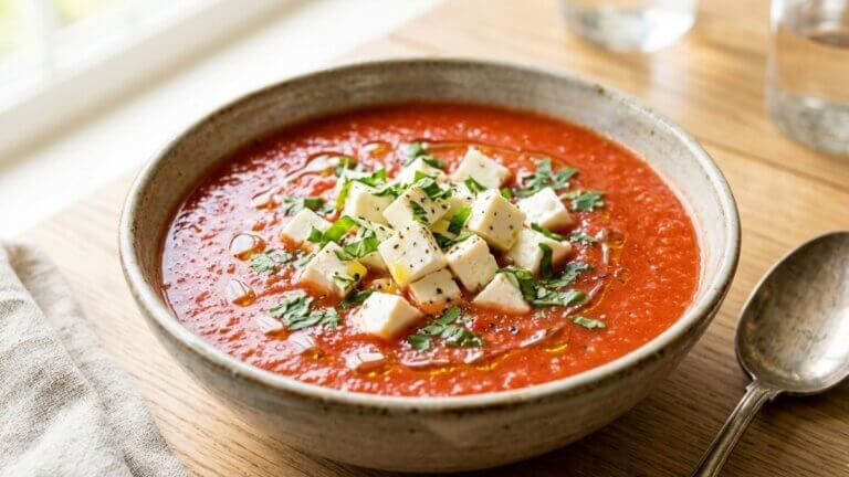 Gazpacho con queso feta
