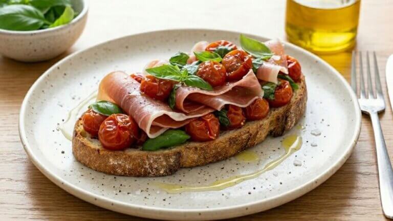 Jamón serrano y tomates cherry