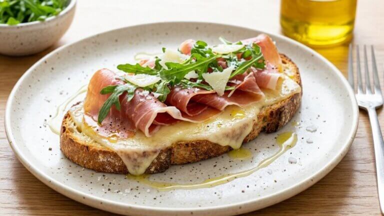 Rúcula, serrano y queso manchego