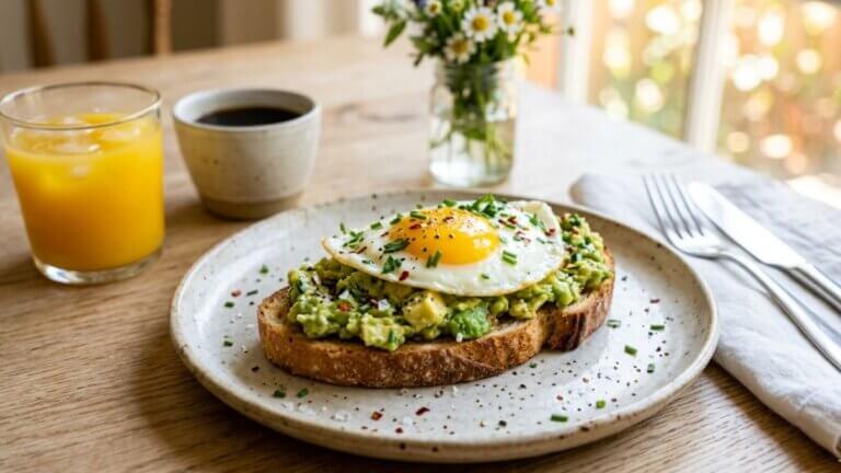 Tostada con aguacate y huevo