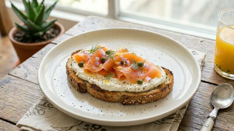 Tostada de queso y salmón