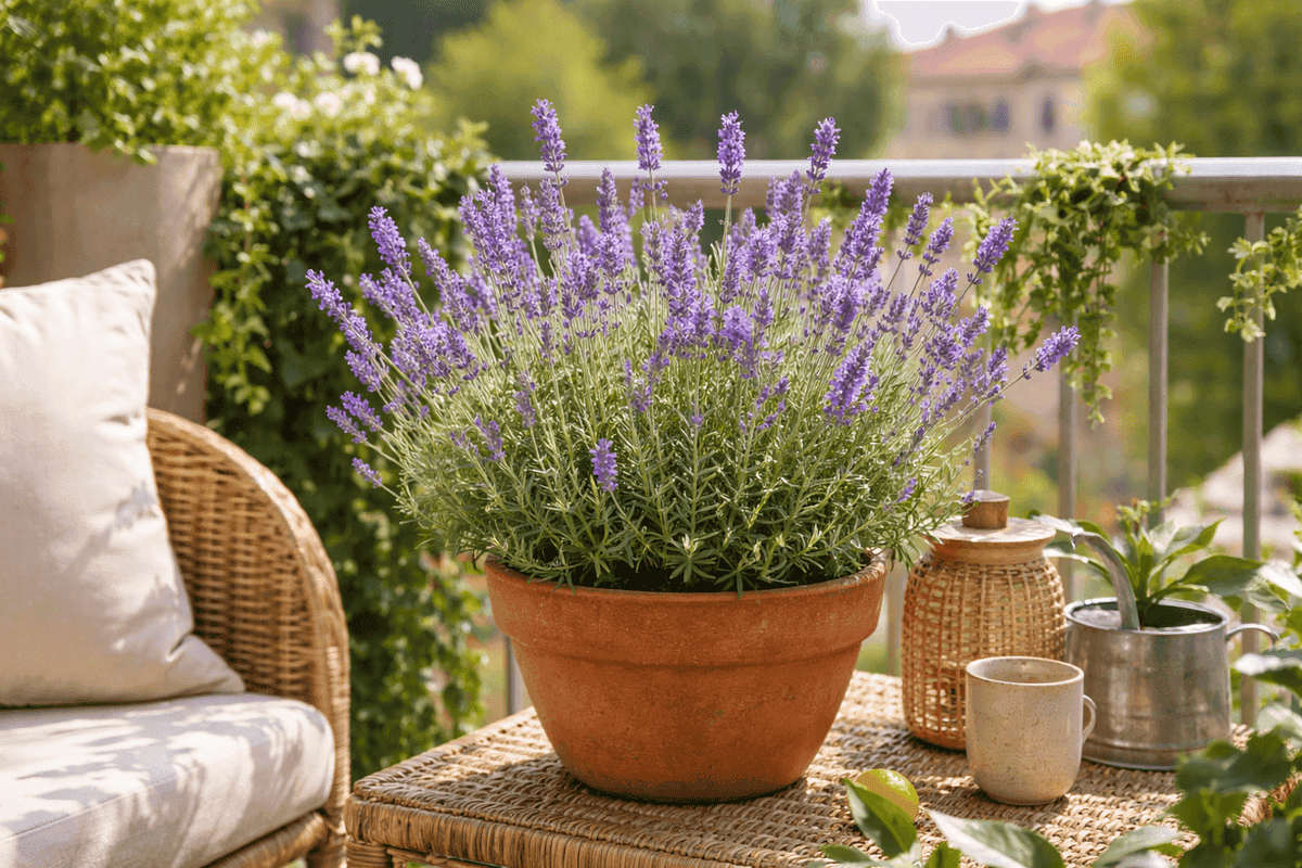 Planta de lavanda en maceta