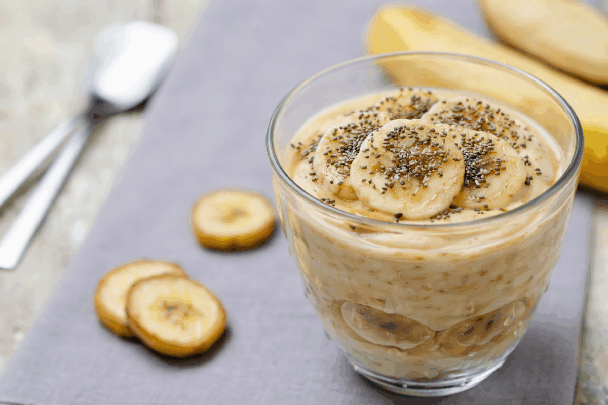 Parfait de plátano con cacahuate