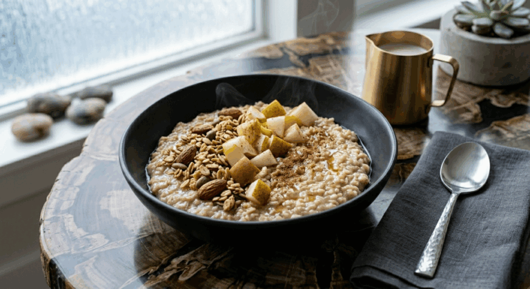 Avena caliente con trocitos de pera