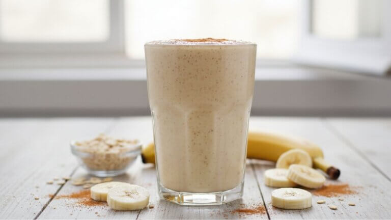 Batido de plátano, avena y canela