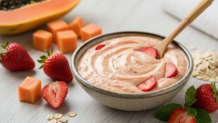Mascarilla de papaya fresa y avena