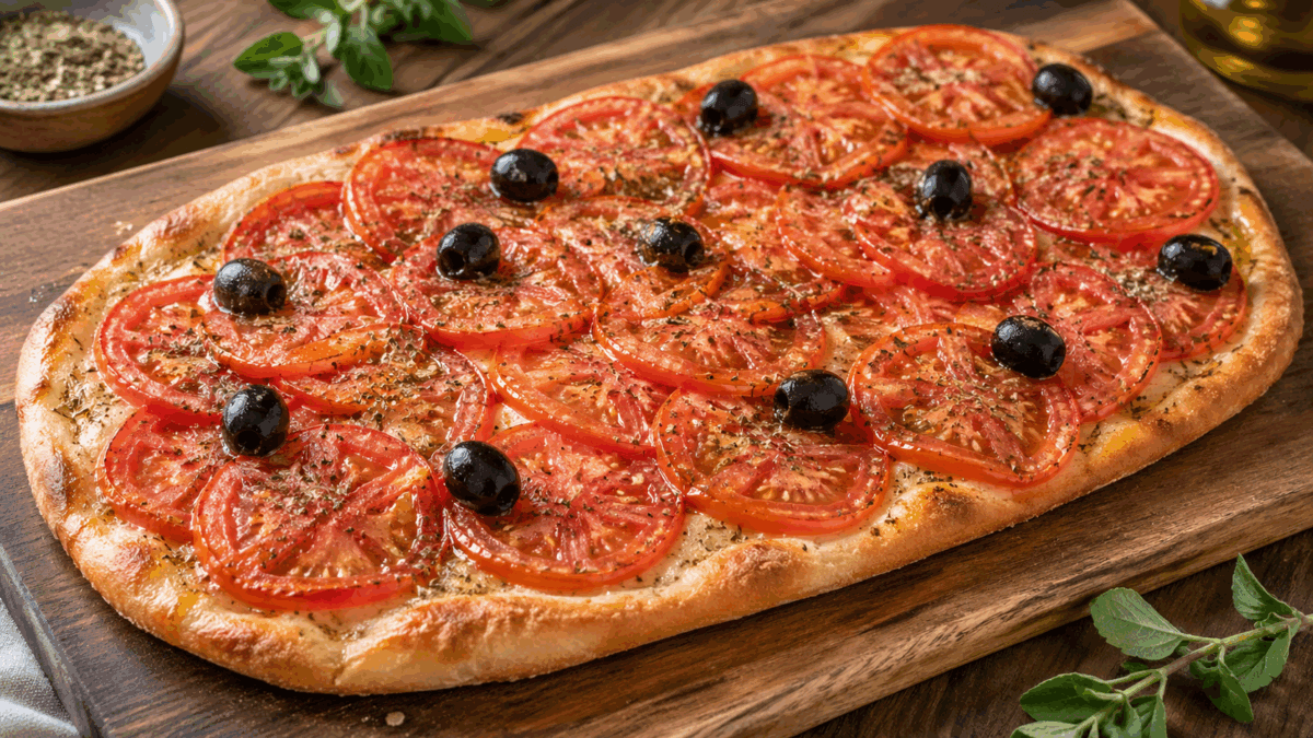 Coca mediterránea de tomate