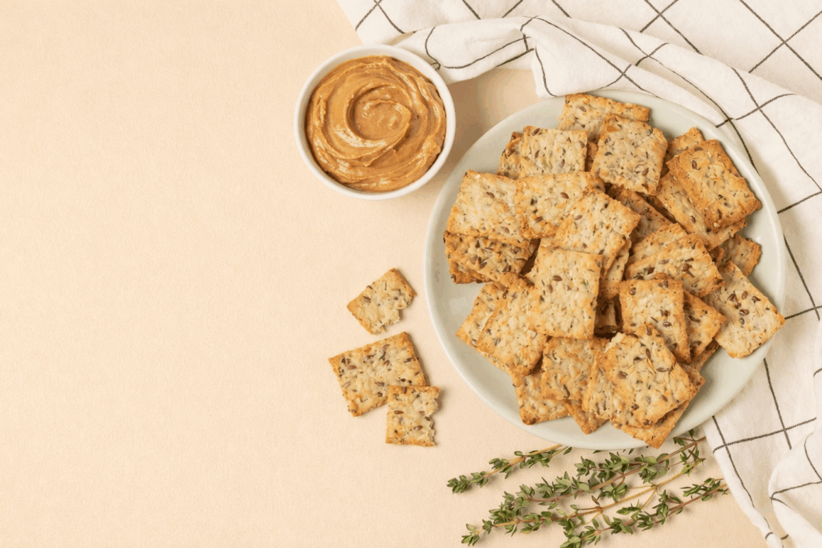 Crackers integrales con mantequilla de maní