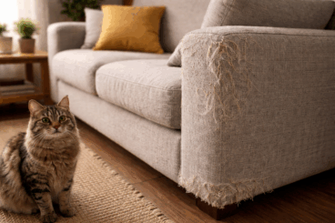 Arañazos de gato en los muebles de tela: cómo cortar los hilos sueltos y hacer que no se noten