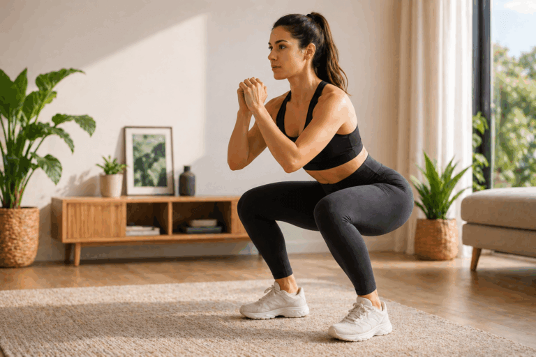 7 variaciones de sentadilla para entrenar piernas y glúteos en casa sin equipos