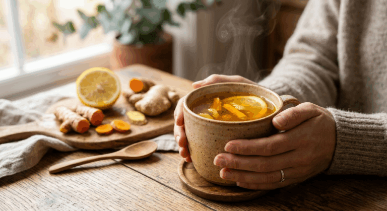 Té de cúrcuma con jengibre y limón