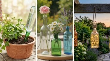 ¿Tu prado o jardín se ven aburridos? Mira 8 decoraciones con botellas de vidrio para darle más estilo