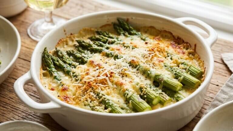 Espárragos gratinados al parmesano