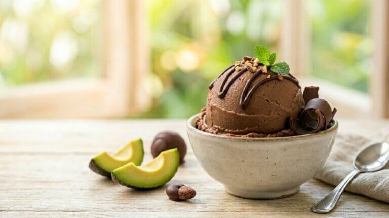 Helado de aguacate y chocolate