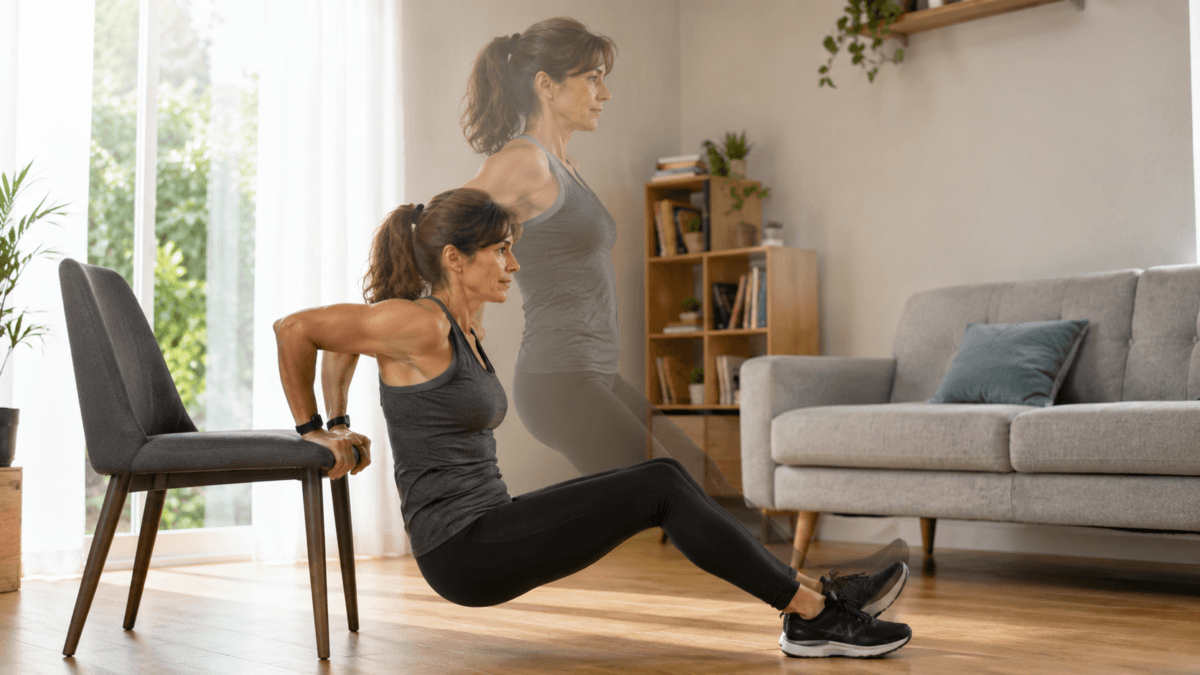 Fondos de silla para trabajar los tríceps