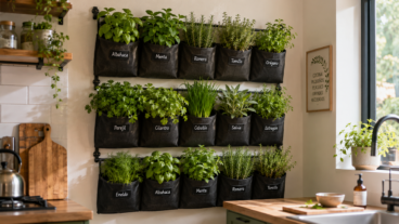 Convierte bolsas recicladas en un mini huerto vertical para tu cocina
