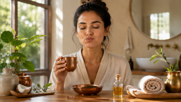 Ritual ayurvédico de 5 minutos para empezar la mañana con calma y una boca más fresca