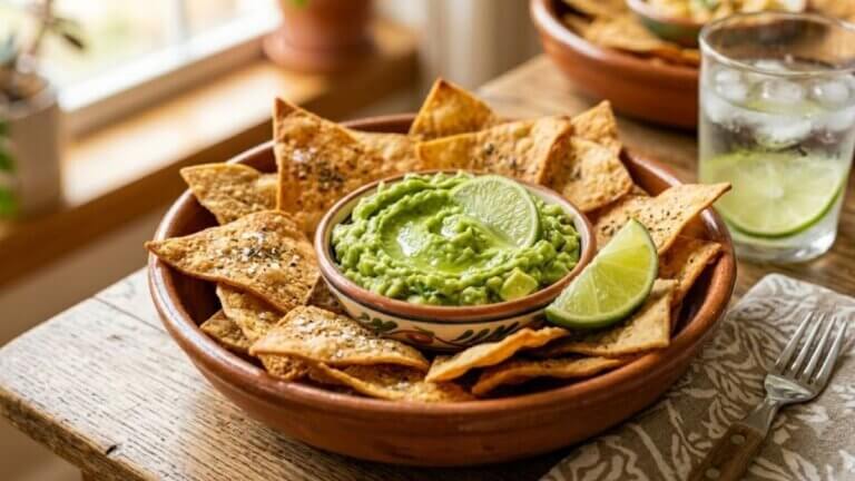Totopos con guacamole