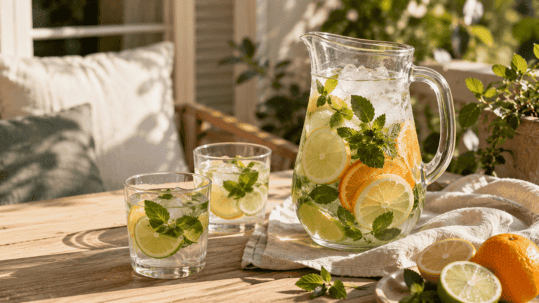 Tardes de verano en casa: ideas suaves con agua fría, hierbas y rodajas cítricas