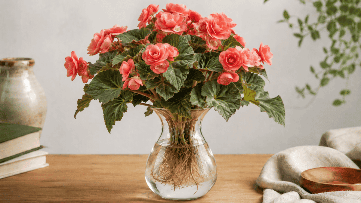 Begonia florecida en agua