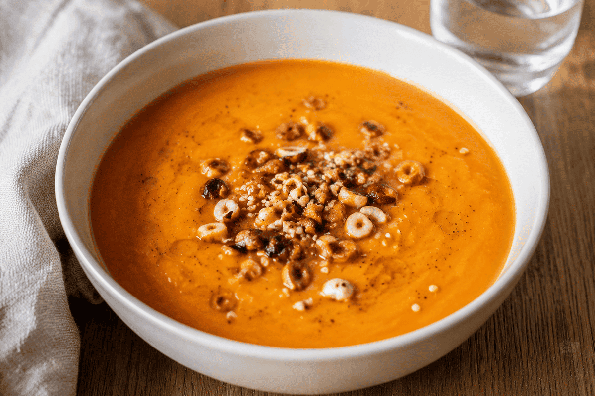 Sopa crema con frutos secos