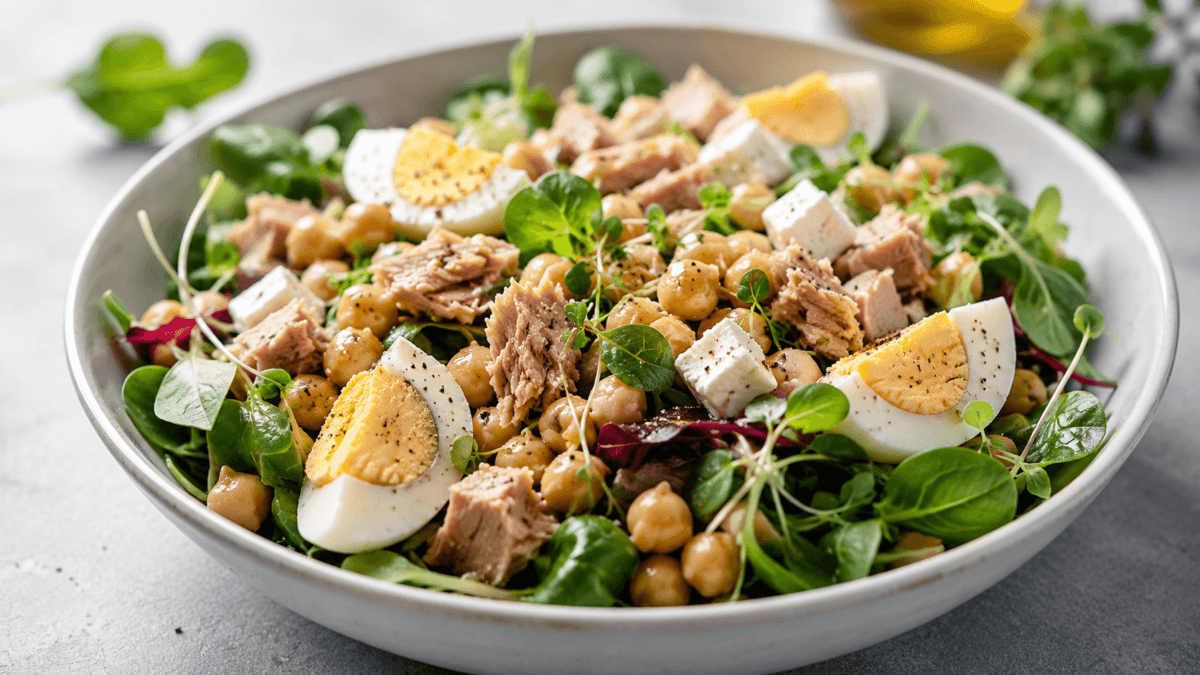 Ensalada con brotes verdes y legumbres