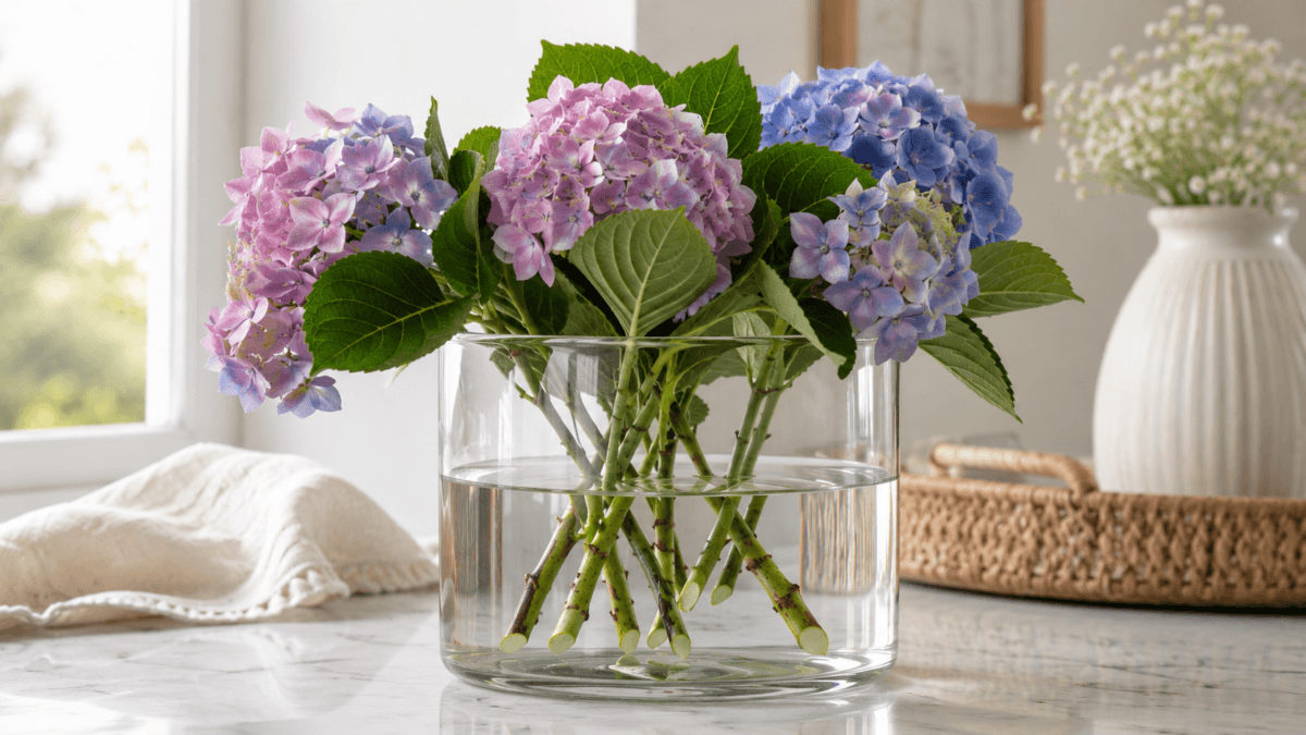 Hortensia en agua