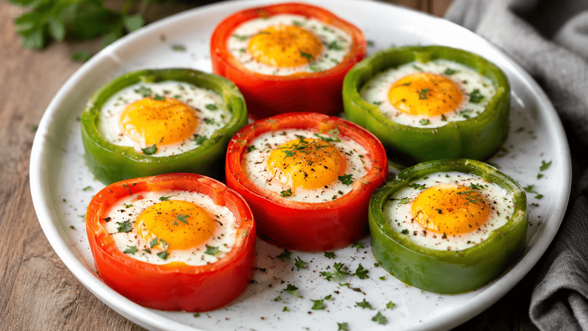 Huevos en nidos de pimientos
