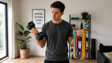 Bandas elásticas o mancuernas ligeras: ¿qué conviene más al entrenar en casa?