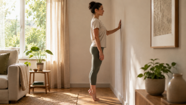 Piernas y glúteos en casa: mini circuito junto a la pared sin saltos ni ruido