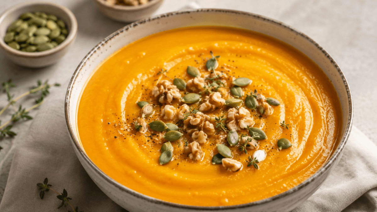 Sopa de calabaza con nueces