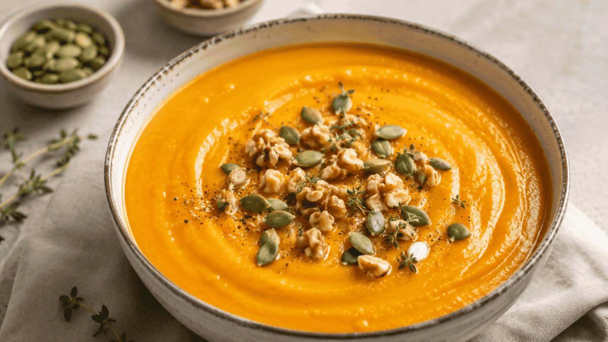 Sopa de calabaza con nueces