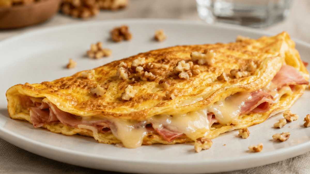 Tortilla francesa con jamón y queso