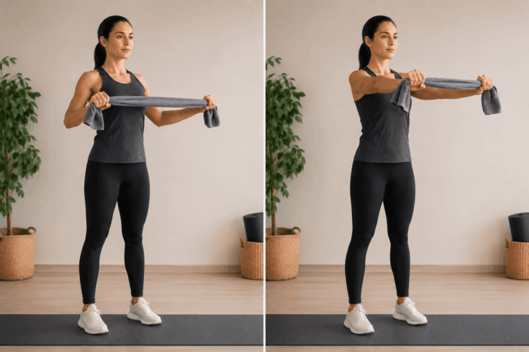 5 ejercicios para tonificar brazos y espalda en casa usando solo una toalla