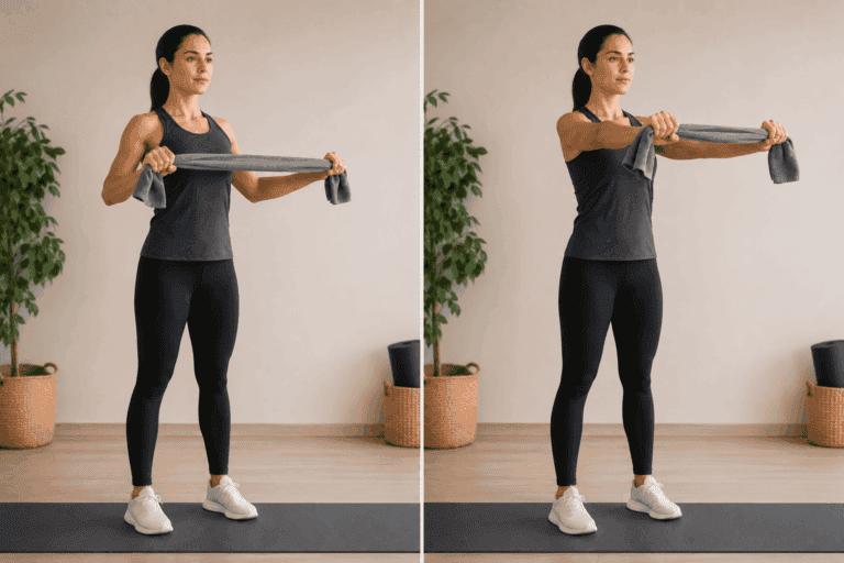 5 ejercicios para tonificar brazos y espalda en casa usando solo una toalla