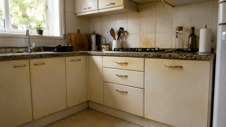 Grasa amarillenta en los cajones de la cocina ¿Cómo quitarla sin dañar la pintura?