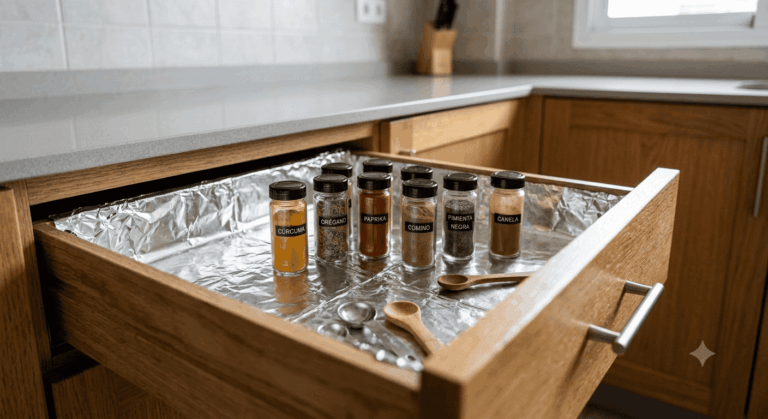 Cómo usar papel aluminio para mantener limpios los cajones de tu cocina